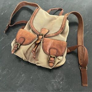 Fossil Leather and Canvas Mini Backpack